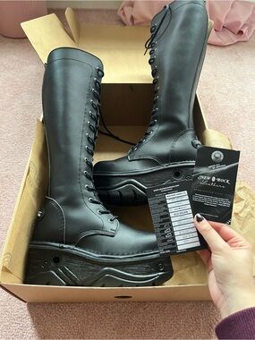 [NEW] New Rock M-235-V1 Platform Black Boots, Size 37 (6-7 US)